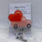 Pink truck with red heart badge reel- valentines truck- cute valentines badge reel- gifts for her- mri safe- lanyard