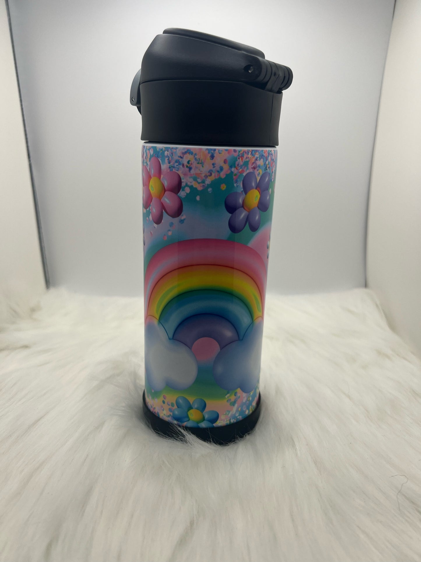 Flowers and rainbows 12oz kids tumbler