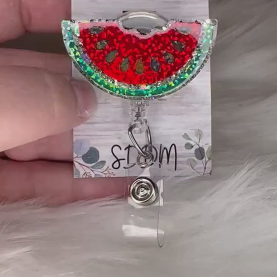 Watermelon Badge Reel- Cute badge holder- Summer badge reel- gifts for her- nurse gifts- MRI Safe-personalized gifts
