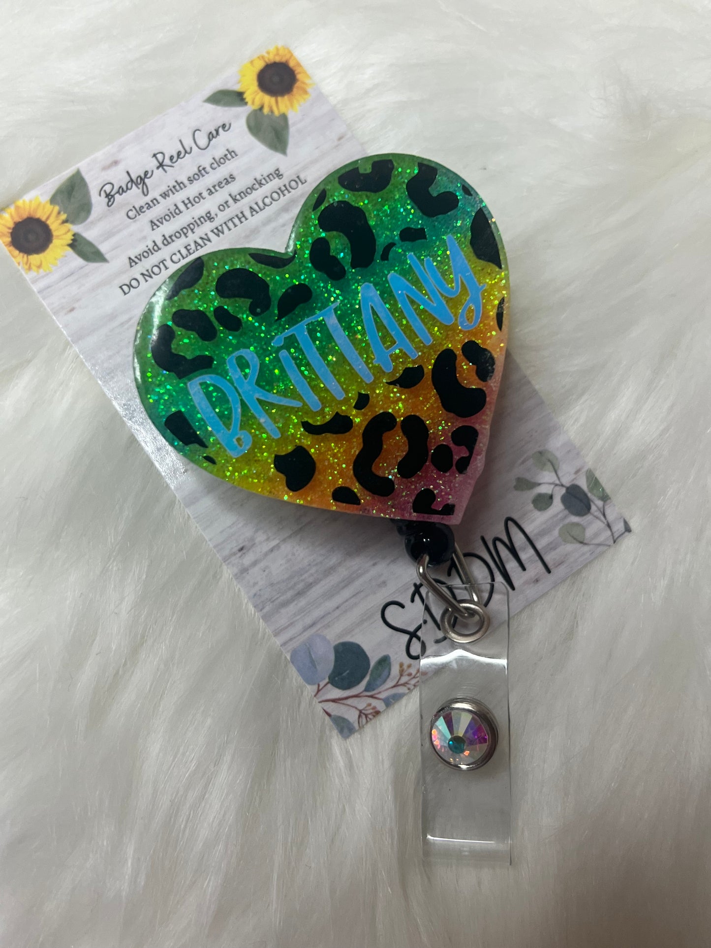 Rainbow-Cheetah Badge Reel-Badge Holder-Nurse-CNA-Office Gifts