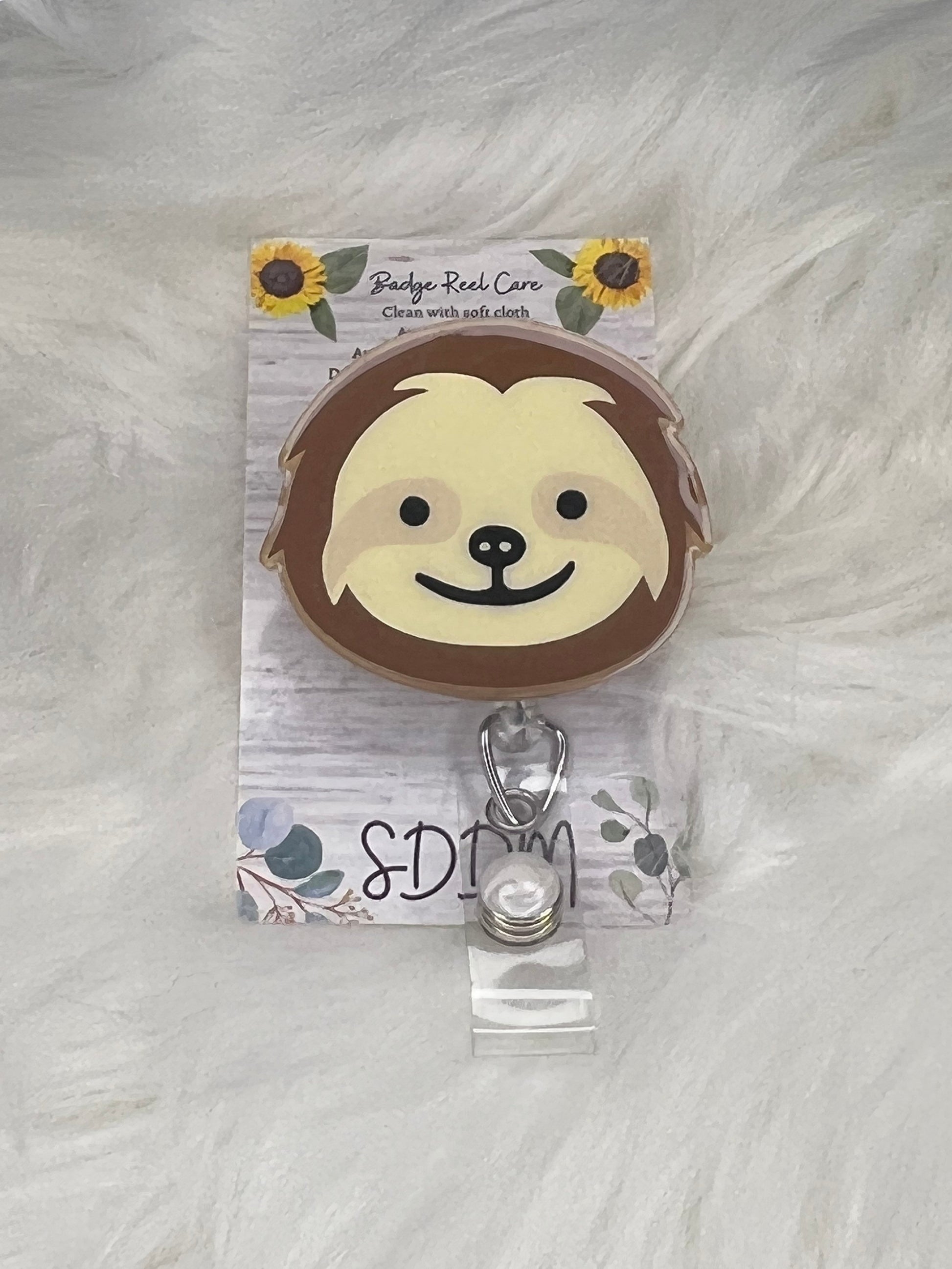 Sloth Badge reel- cute badge reel- animal badge holder- healthcare gifts- mri safe- sloth lover badge