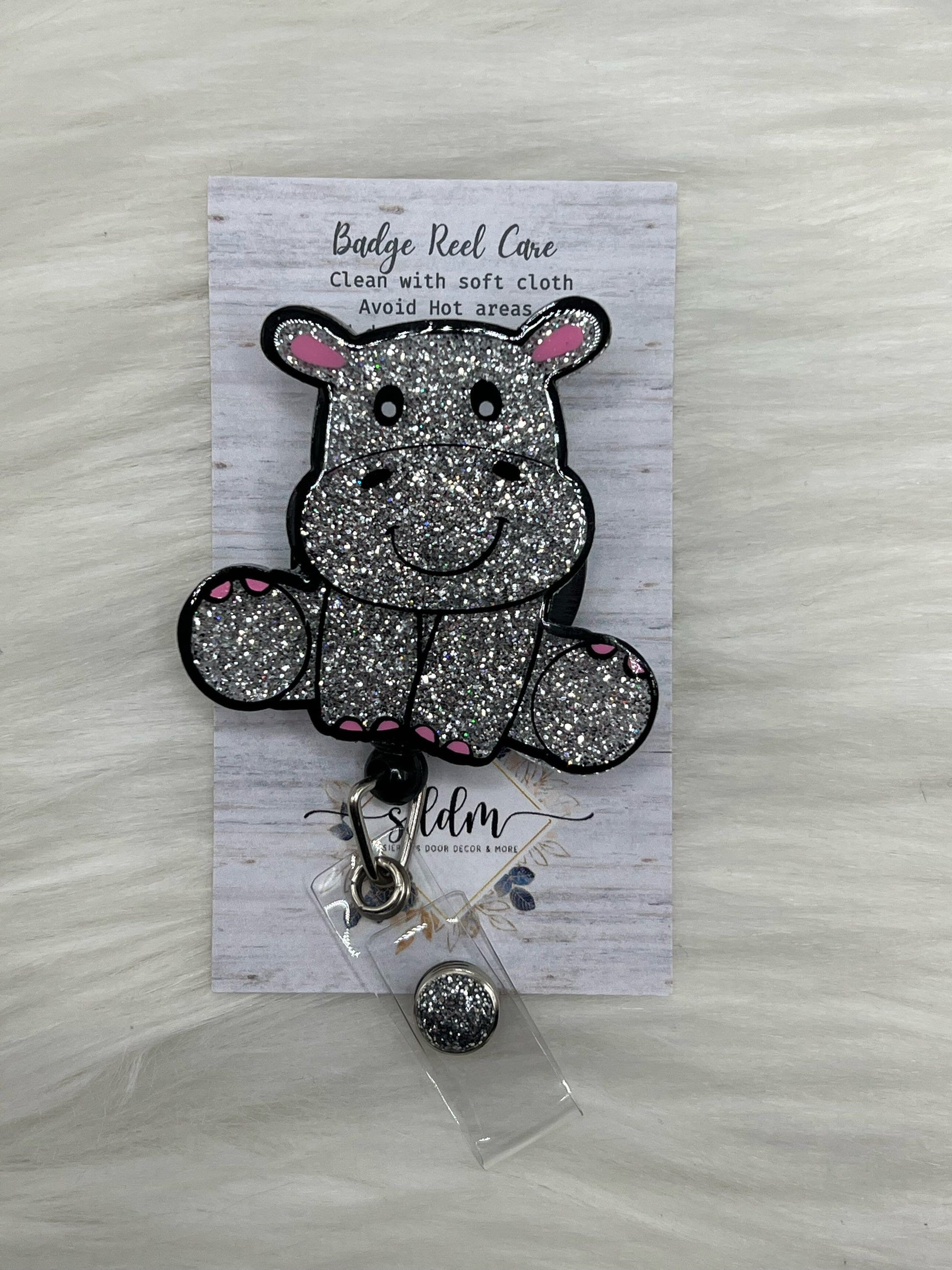 Baby Hippo Badge Reel- Cute animal Badge reel- mri safe- lanyard- nurse gifts- hippo gifts- healthcare gifts- cna gifts