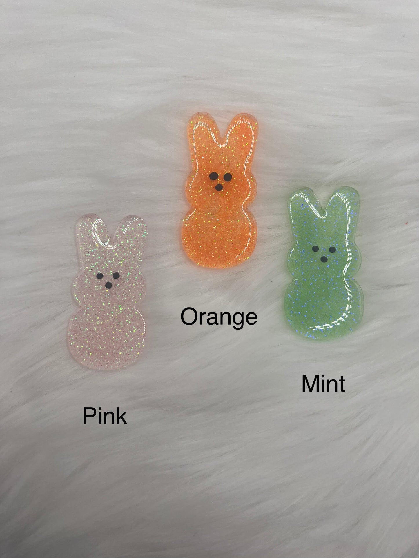 Peeps inspired badge- cute bunny badge holder- Easter badge- mri safe- lanyard