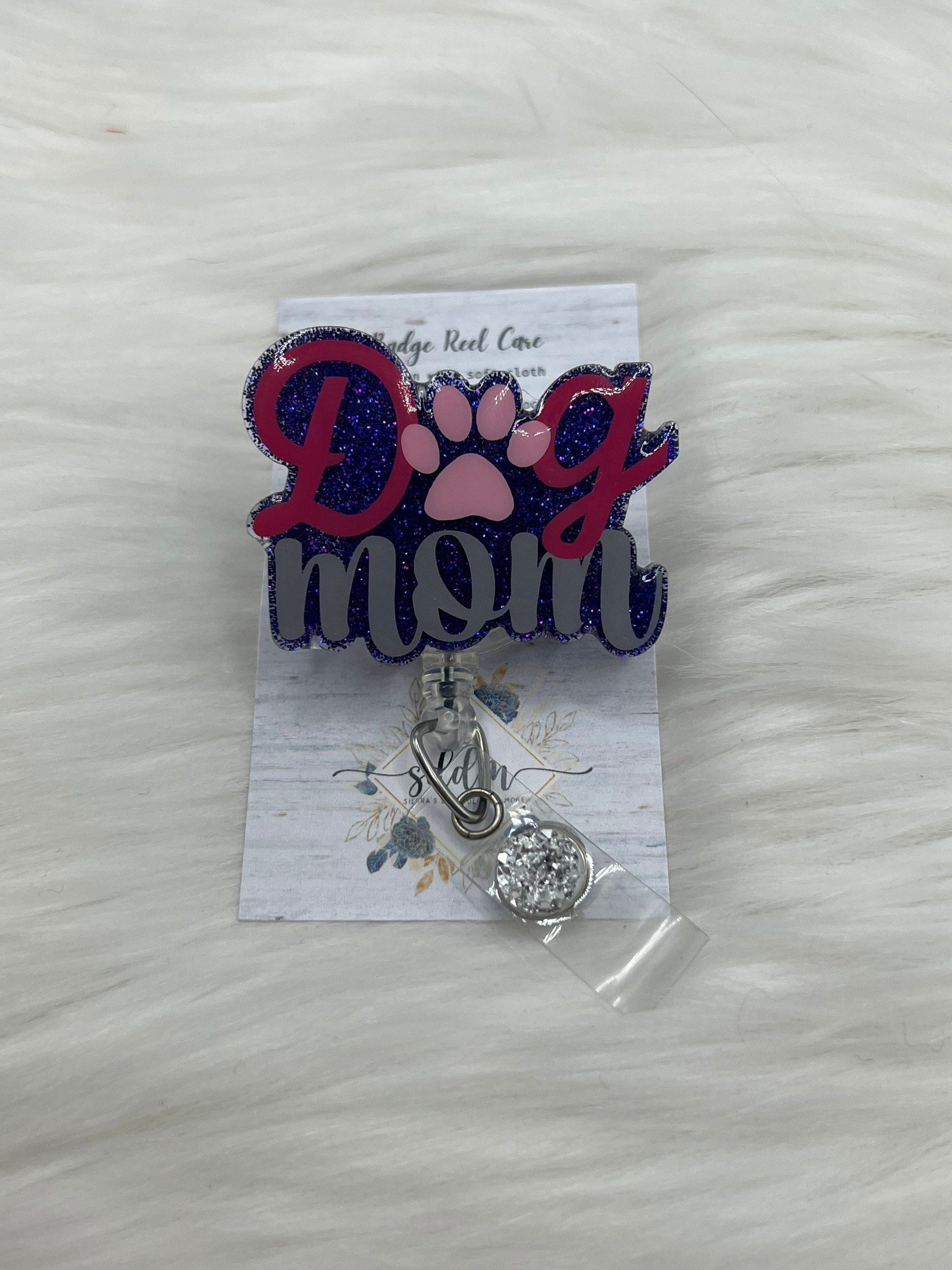 Dog Mom badge reel- dog lover badge- nurse gifts- healthcare gifts- mri safe- lanyard