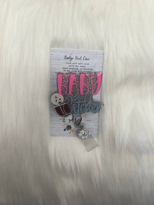 Baby Catcher badge reel- labor and delivery badge- funny badge- mri safe- lanyard- nurse gifts- physician gifts- cna gifts