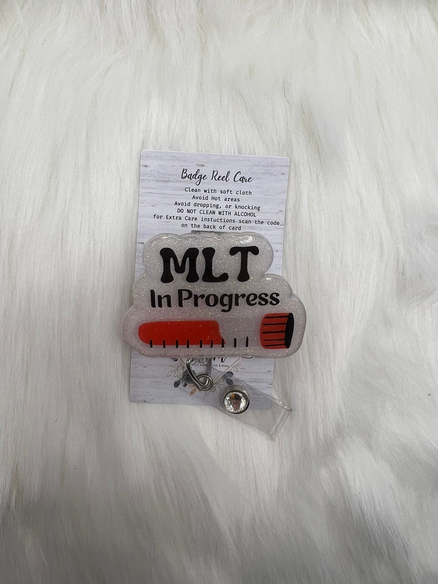 MLT in progress badge reel- cute lab tech badge- gifts for her- medical lab tech gifts- mri safe- lanyard