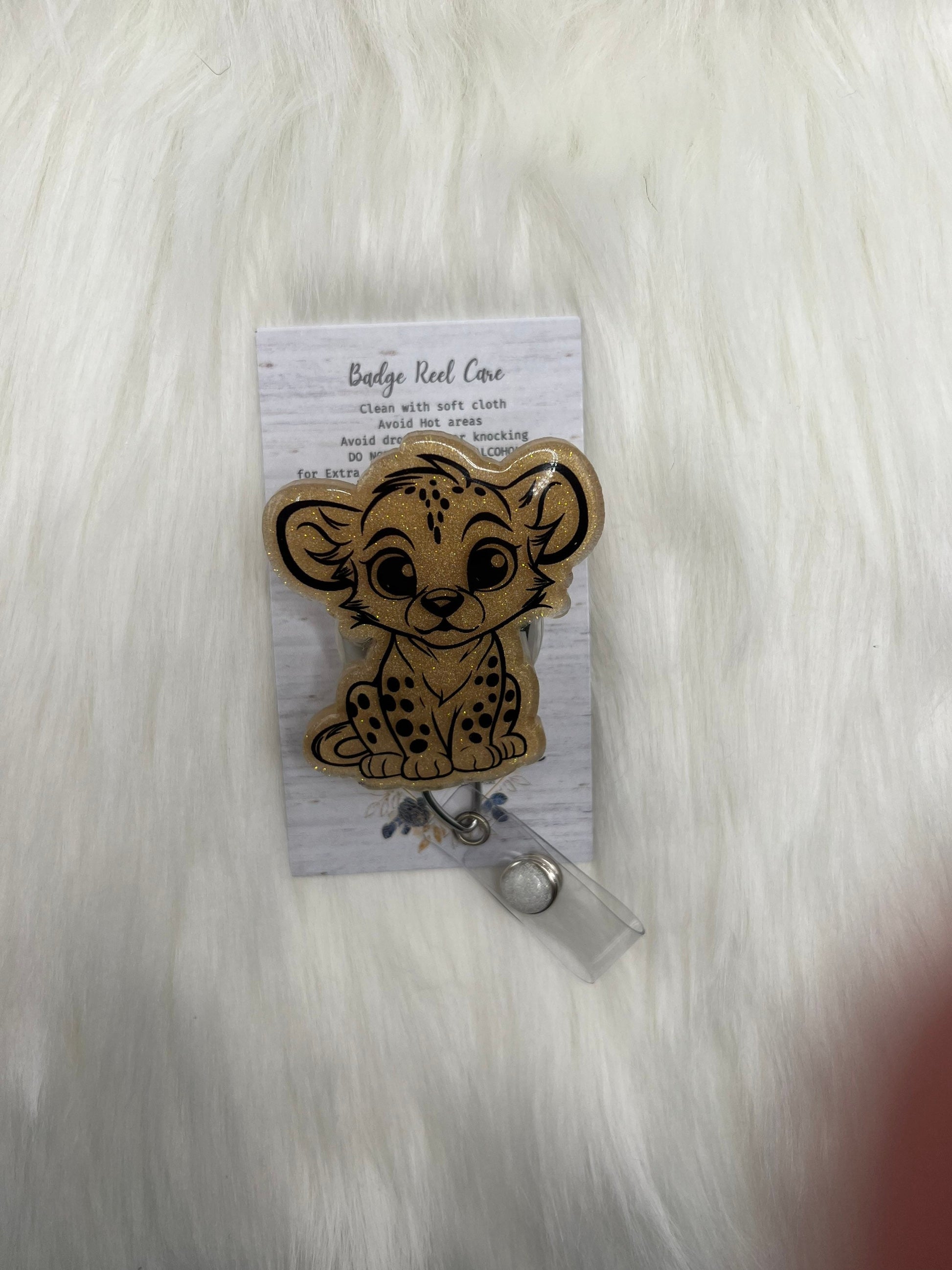 Baby cheetah badge reel- cute animal badge holder- mri safe- lanyard- teacher gifts- personalized badge- nurse gifts- healthcare gifts