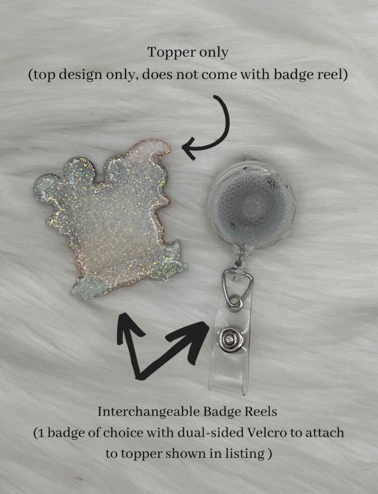 Roll tide badge reel- elephant badge- football badge reel- mri safe- lanyard- interchangeable badge- gifts for her- glitter- cute badge reel