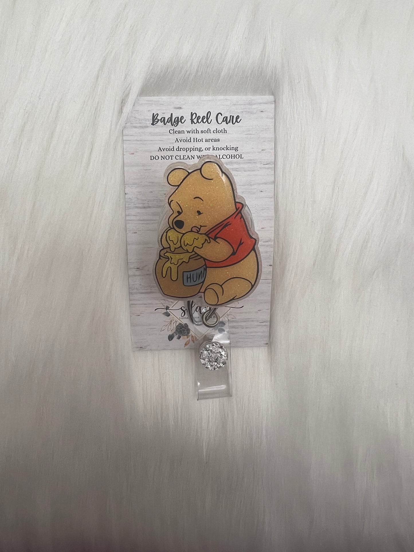 Cute Bear badge reel- badge holder- mri safe- lanyard- nurse gifts- cna gifts- gifts for her- honey badge reel- bear with honey