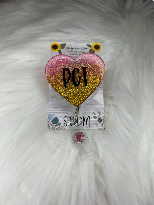 Custom Ombre Heart Badge Reel with Monogram