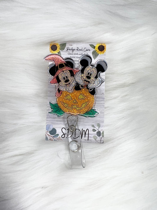 Minnie and Mickey Halloween Badge Reel