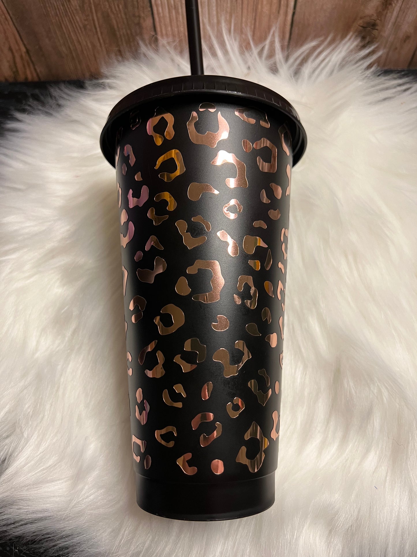 Rose Gold Cheetah Print 24 ounce cold cup