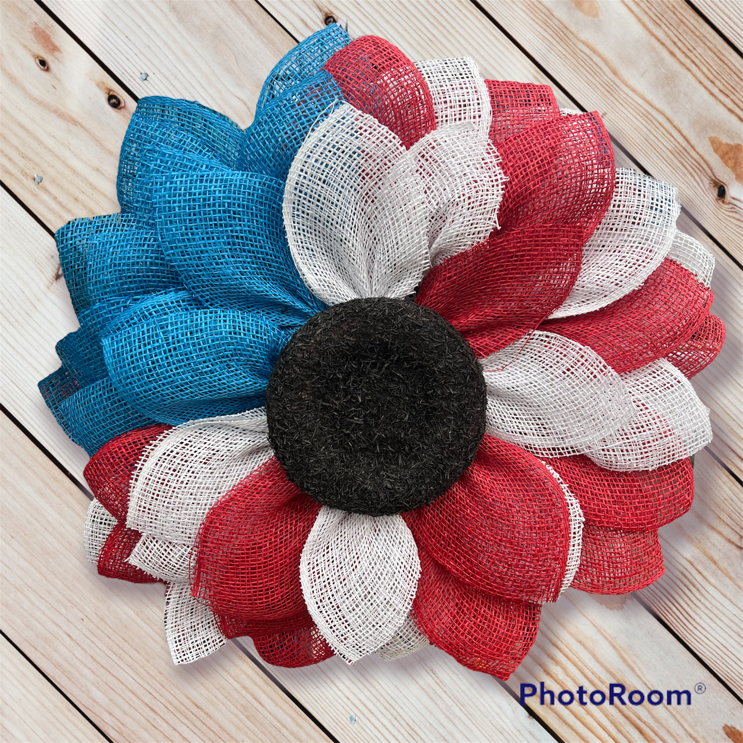 Red white and blue sunflower wreath